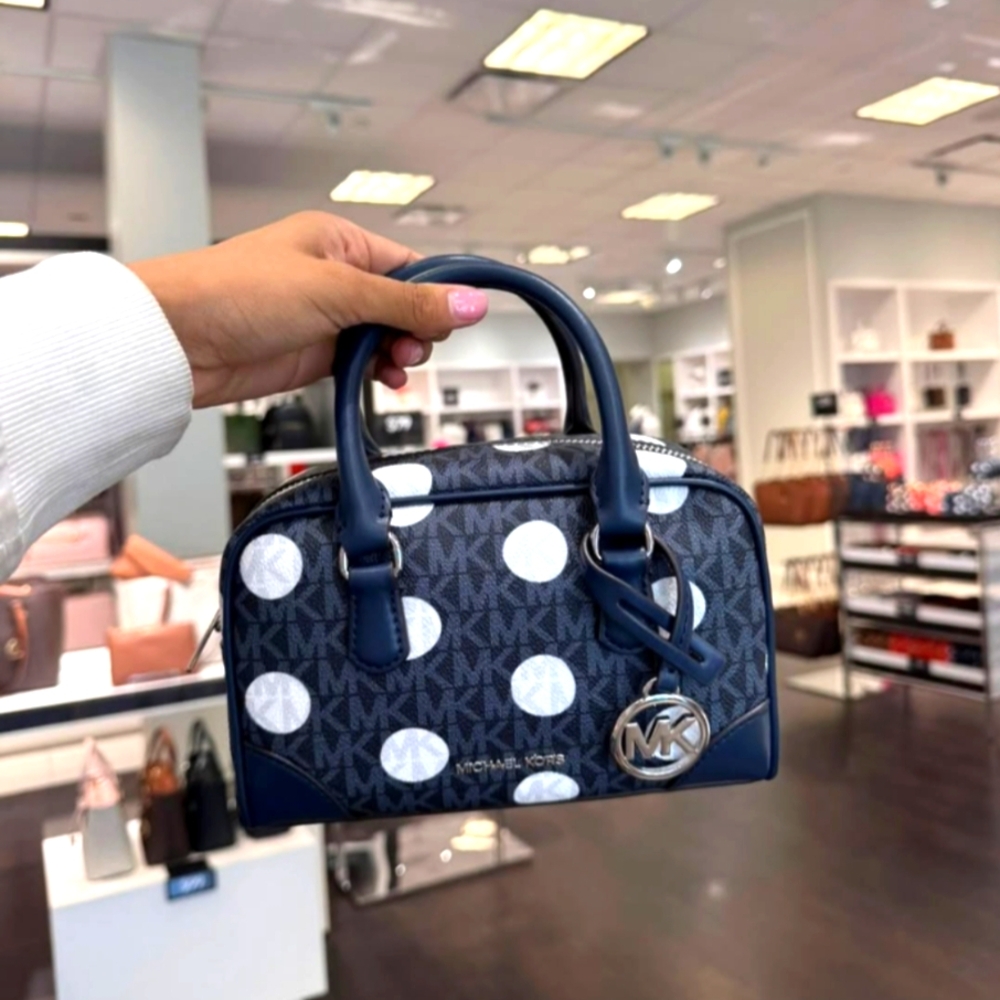 NWT Michael Kors Thompson Extra-Small Polka Dot Signature Logo Satchel B…